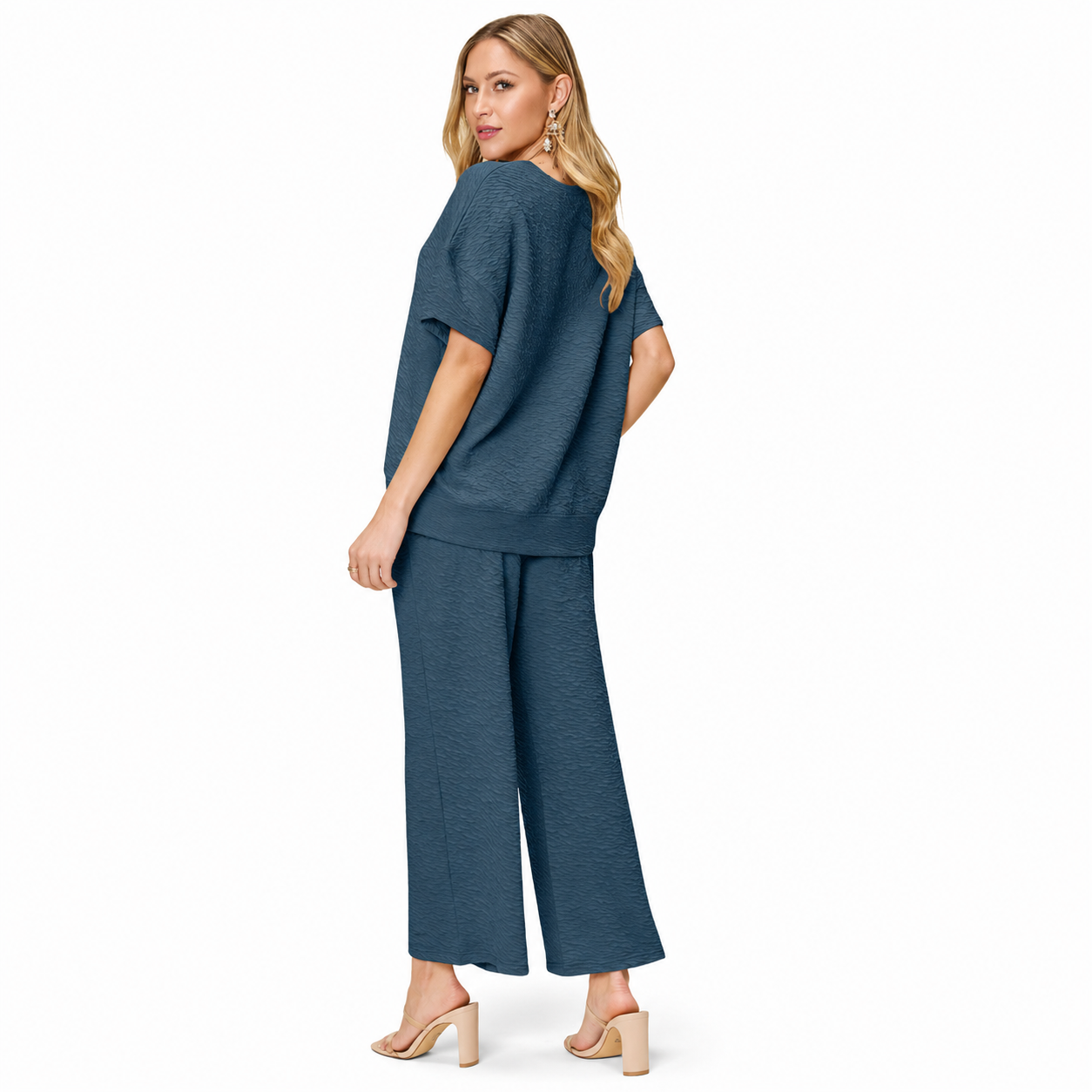 Damen Zweiteiliges Struktur-Set | Oberteil und Weite Hose