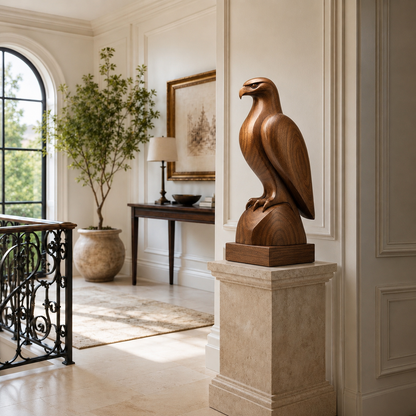 Holz Adler Skulptur, Adlerfigur Dekoration, Vogelstatue für Regal und Buro