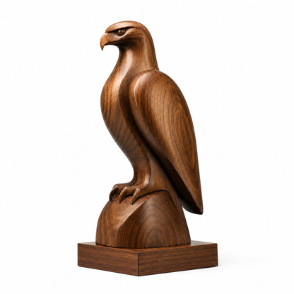 Holz Adler Skulptur, Adlerfigur Dekoration, Vogelstatue für Regal und Buro