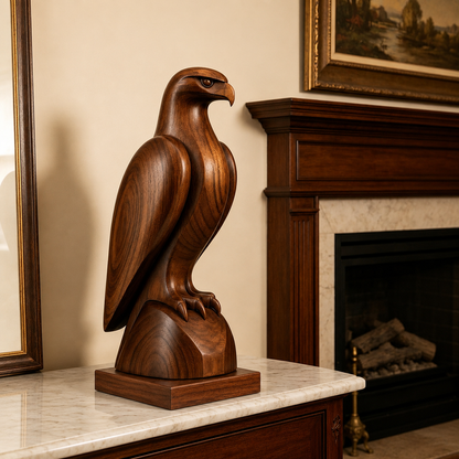 Holz Adler Skulptur, Adlerfigur Dekoration, Vogelstatue für Regal und Buro