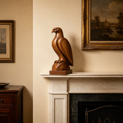 Holz Adler Skulptur, Adlerfigur Dekoration, Vogelstatue für Regal und Buro