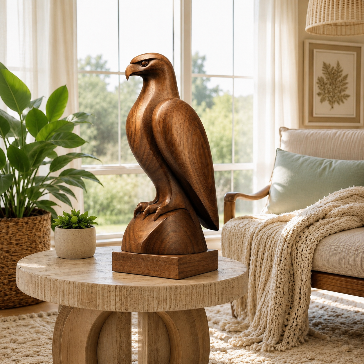 Holz Adler Skulptur, Adlerfigur Dekoration, Vogelstatue für Regal und Buro