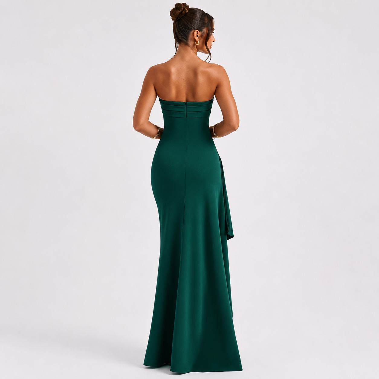 Damen Maxikleid Schulterfrei mit Hohem Beinschlitz | Elegantes Abendkleid