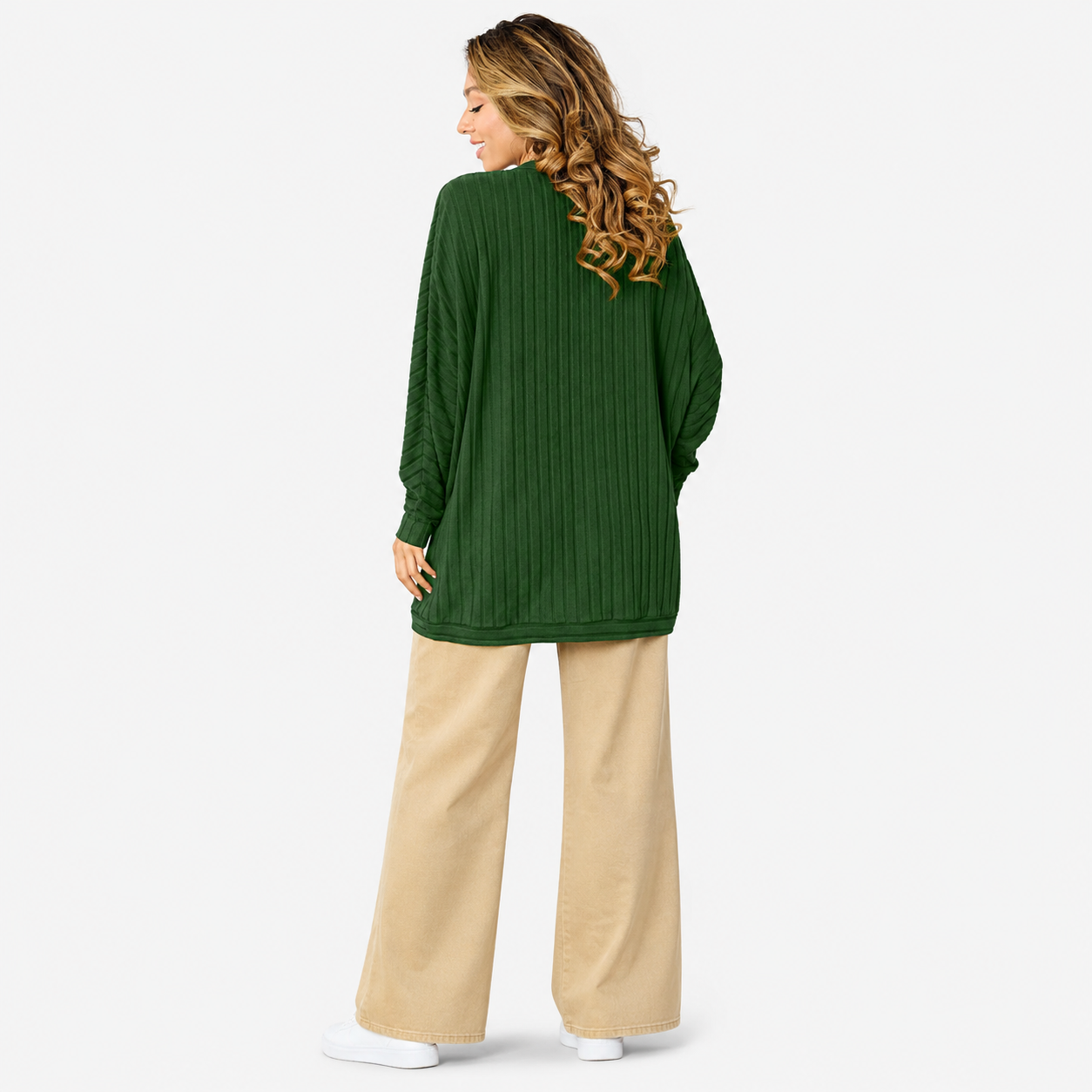 Damen Strick-Cardigan mit offener Vorderseite | Leichter Ripp-Cardigan