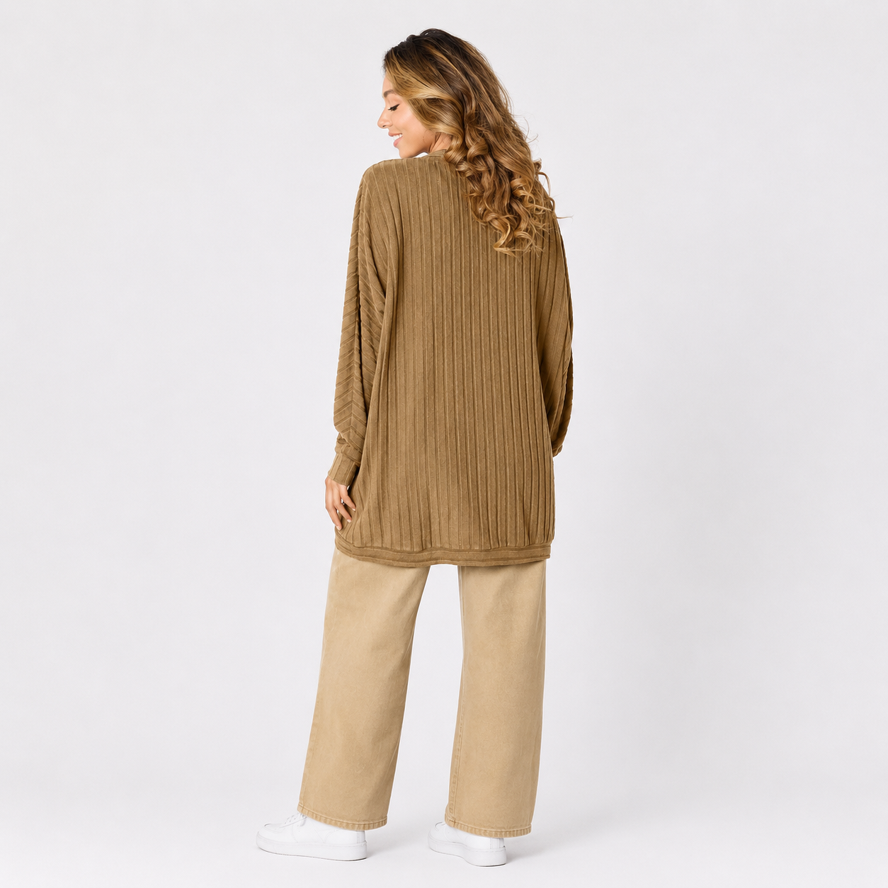 Damen Strick-Cardigan mit offener Vorderseite | Leichter Ripp-Cardigan