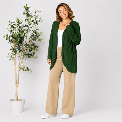 Damen Strick-Cardigan mit offener Vorderseite | Leichter Ripp-Cardigan