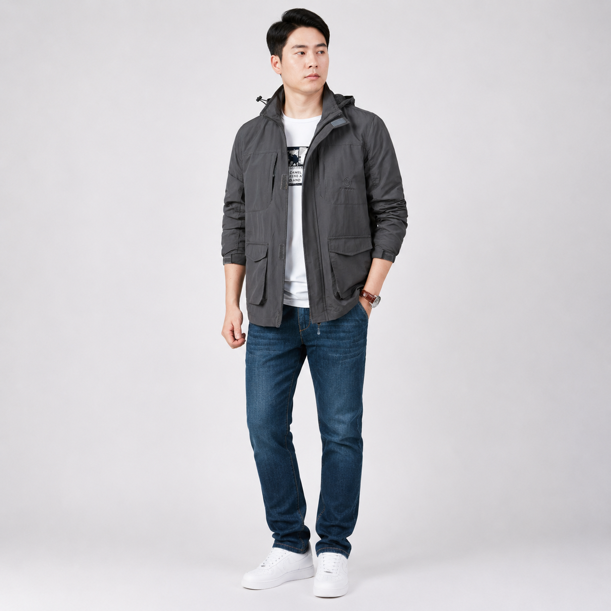 Herren Leichte Kapuzenjacke | Bequeme Freizeitjacke mit Reißverschluss