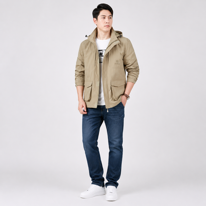 Herren Leichte Kapuzenjacke | Bequeme Freizeitjacke mit Reißverschluss
