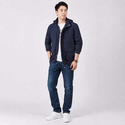 Herren Leichte Kapuzenjacke | Bequeme Freizeitjacke mit Reißverschluss