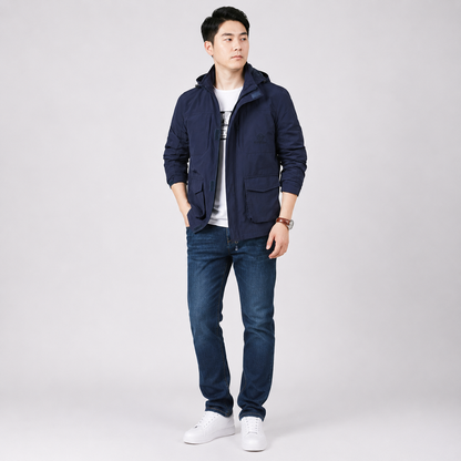 Herren Leichte Kapuzenjacke | Bequeme Freizeitjacke mit Reißverschluss