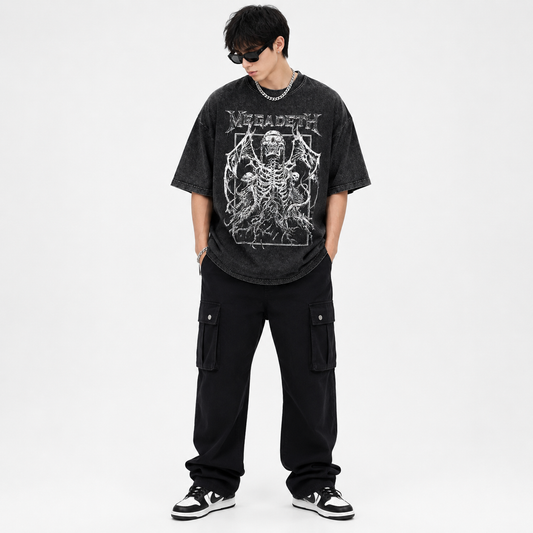 Herren Vintage-Washed Grafik-T-Shirt | Lockeres Baumwollshirt mit Print